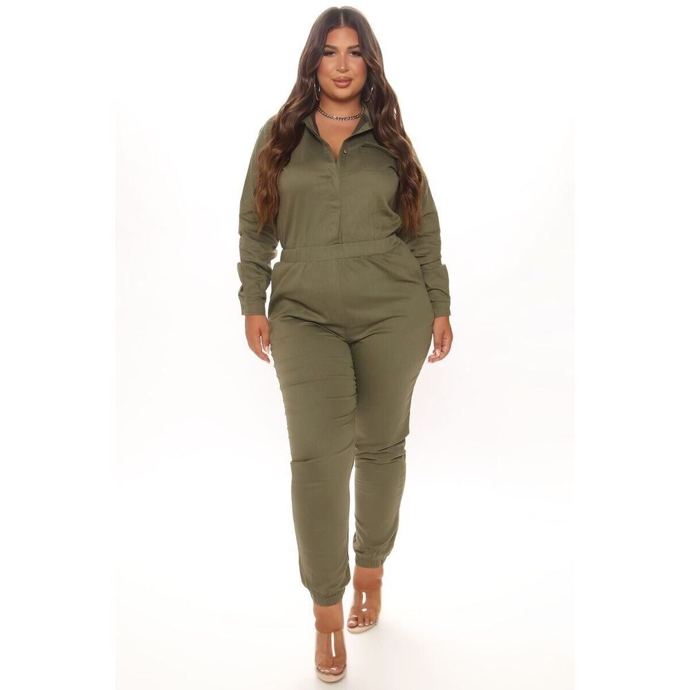 Army‎ Green Jumpsuit 2X Aviator Military Cute